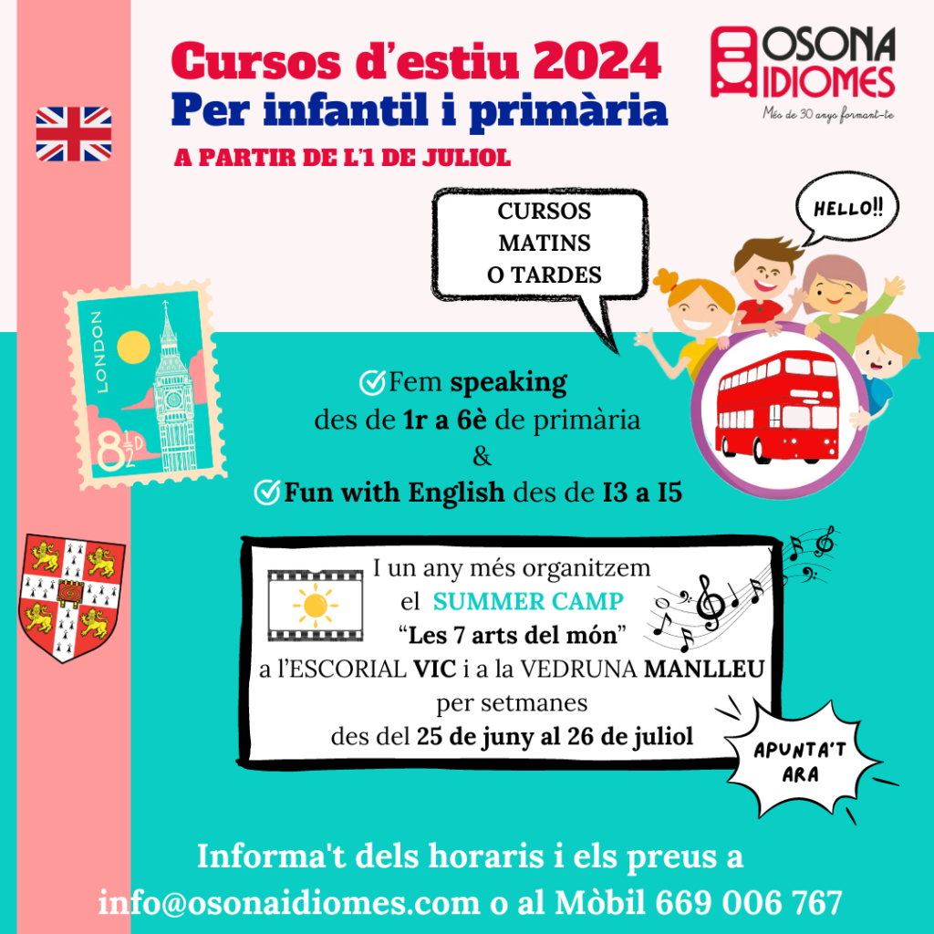 informació cursos estiu Infantil i Primària